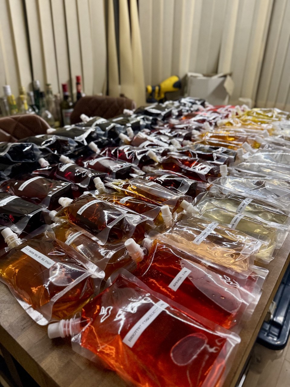 Batched cocktails in pouches