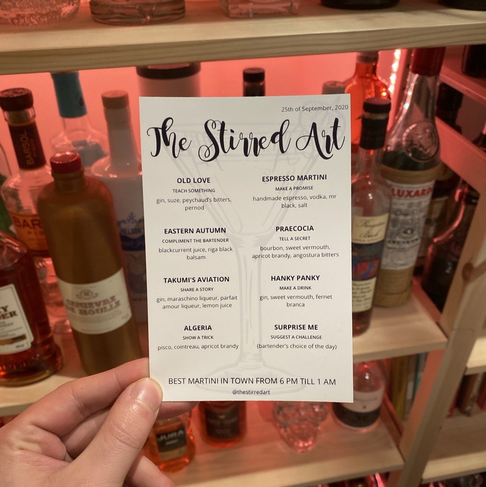 The Stirred Art popup menu