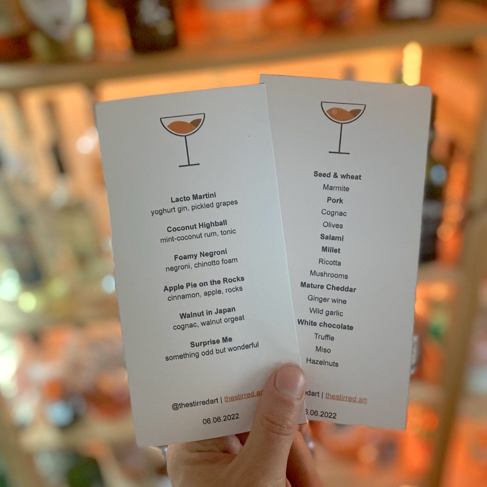Menu cards with food pairings