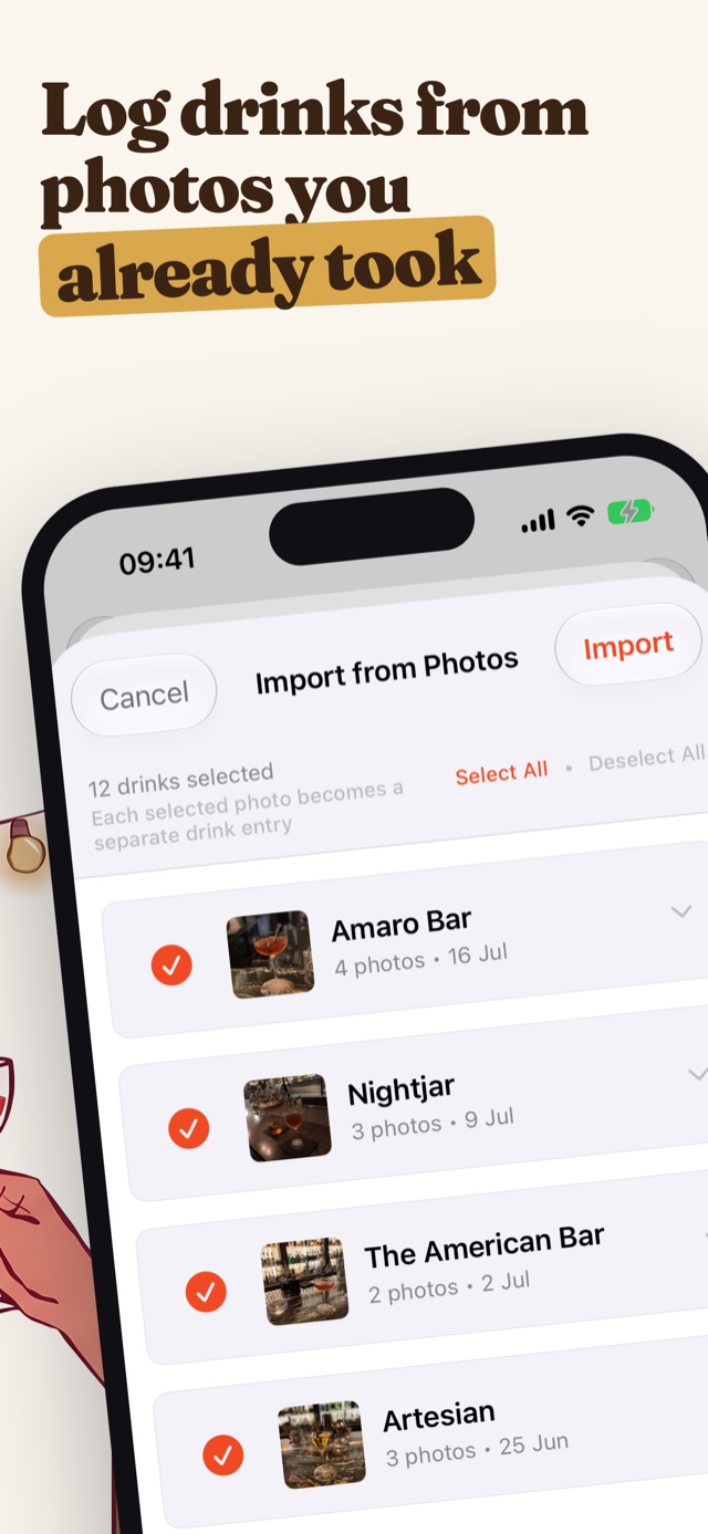 Importing drink photos from the camera roll